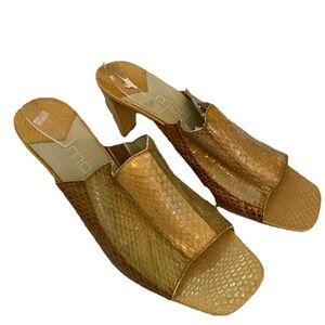 MODA SPANA Shoes Gold Sz 11 snakeskin pumps peep-tie heels